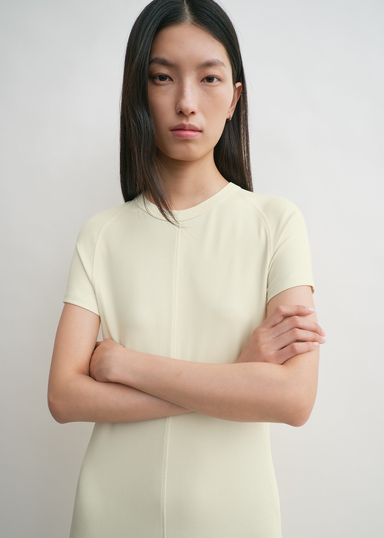 Fluid jersey dress ecru - 5