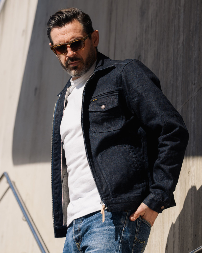 IHJ-122-IND 14OZ BROKEN TWILL SELVEDGE DENIM WORK JACKET - INDIGO 4