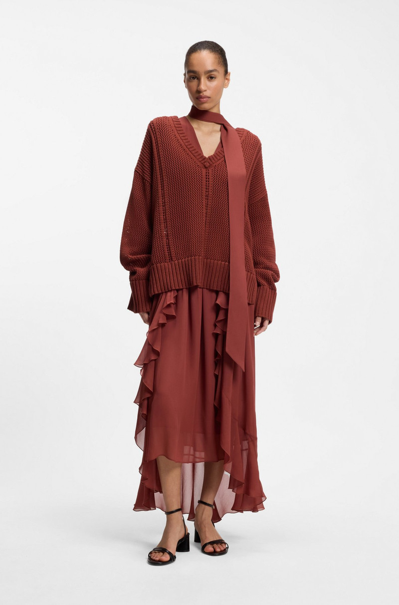 BOSS MESH-STRUCTURE SWEATER IN COTTON outlook