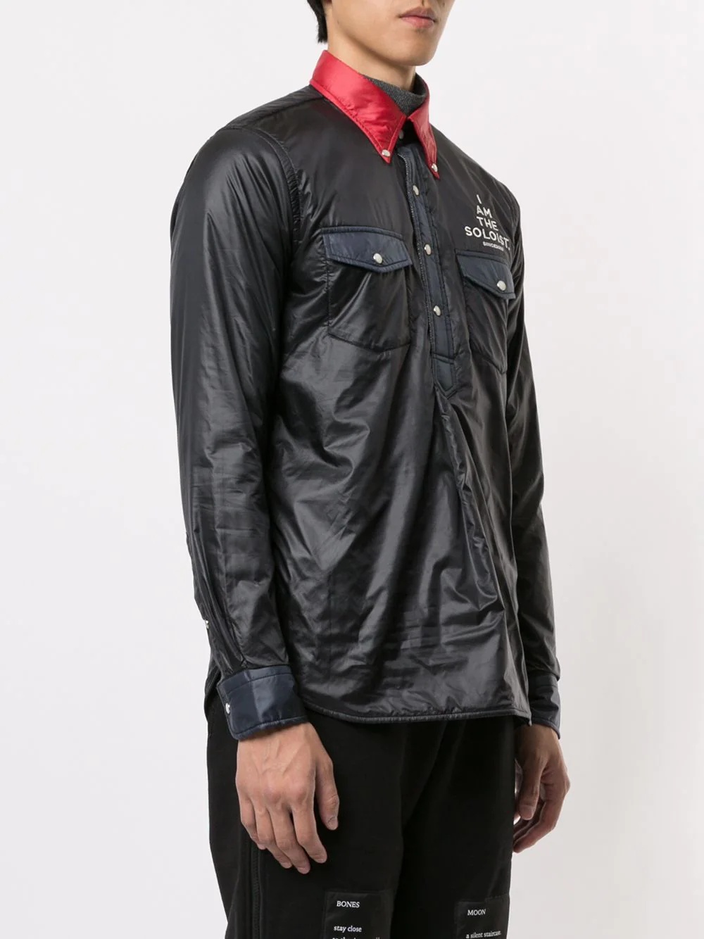 logo faux leather shirt - 4