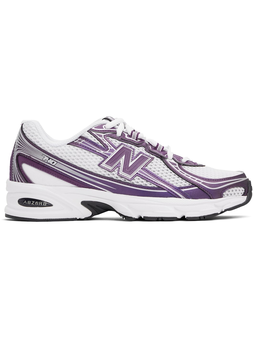 White & Purple 740 Sneakers - 1