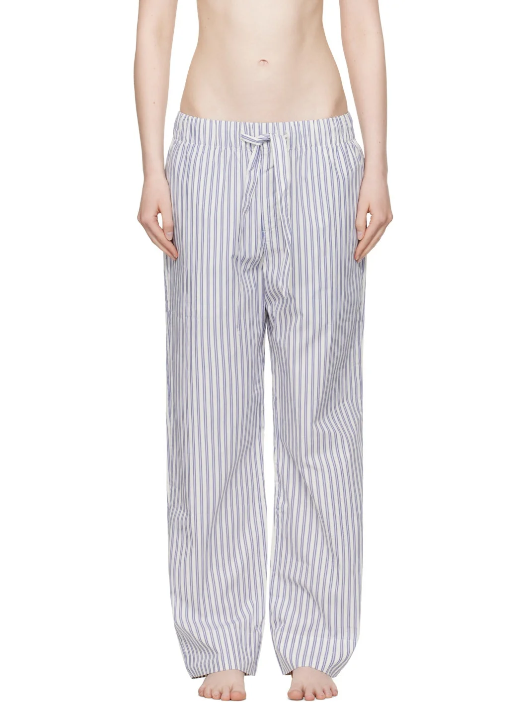 White & Blue Poplin Pyjama Pants - 1