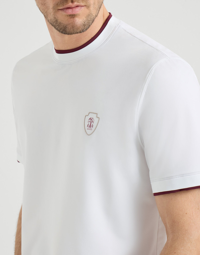 Comfort nylon crew neck T-shirt with faux-layering and logo 4