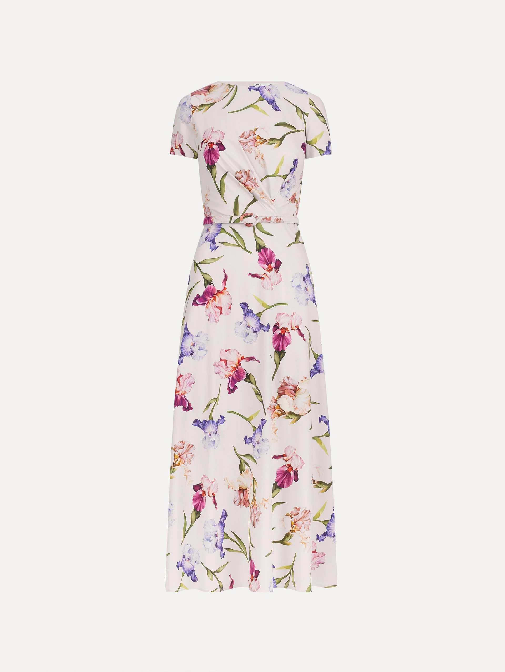 SHORT SLEEVE IRIS FLOWERS POPLIN DAY DRESS - 1