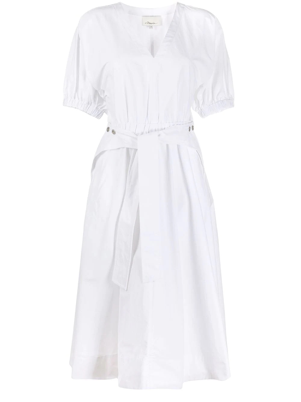 short-sleeve belted dress - 1