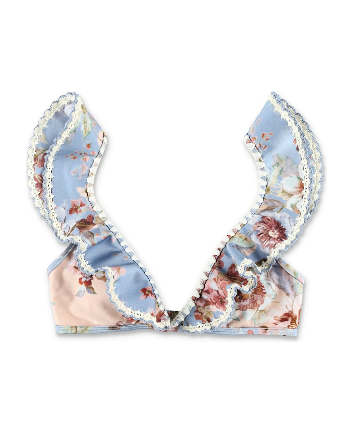 Zimmermann Floral Ruffled Triangle Bikini Top - 1