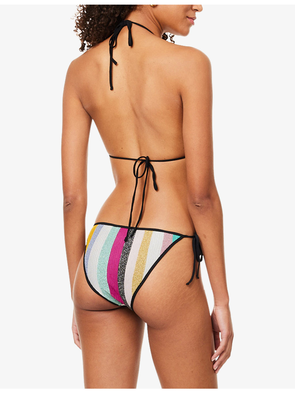 Miss Striped Metallic-Weave Bikini Set - 3