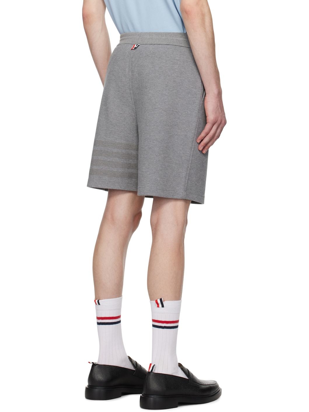 Gray Cotton 4-Bar Shorts - 3