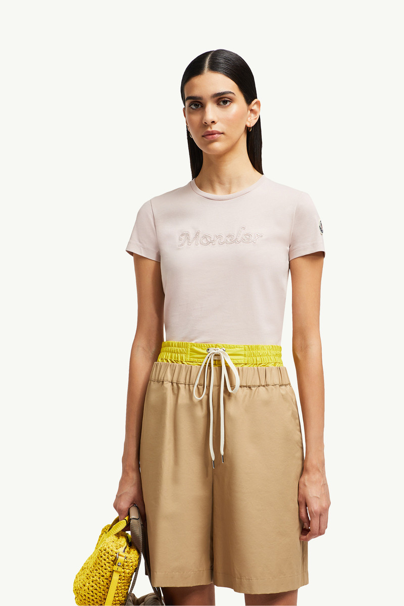 Moncler Pearl-Embroidered Logo Cotton T-Shirt outlook