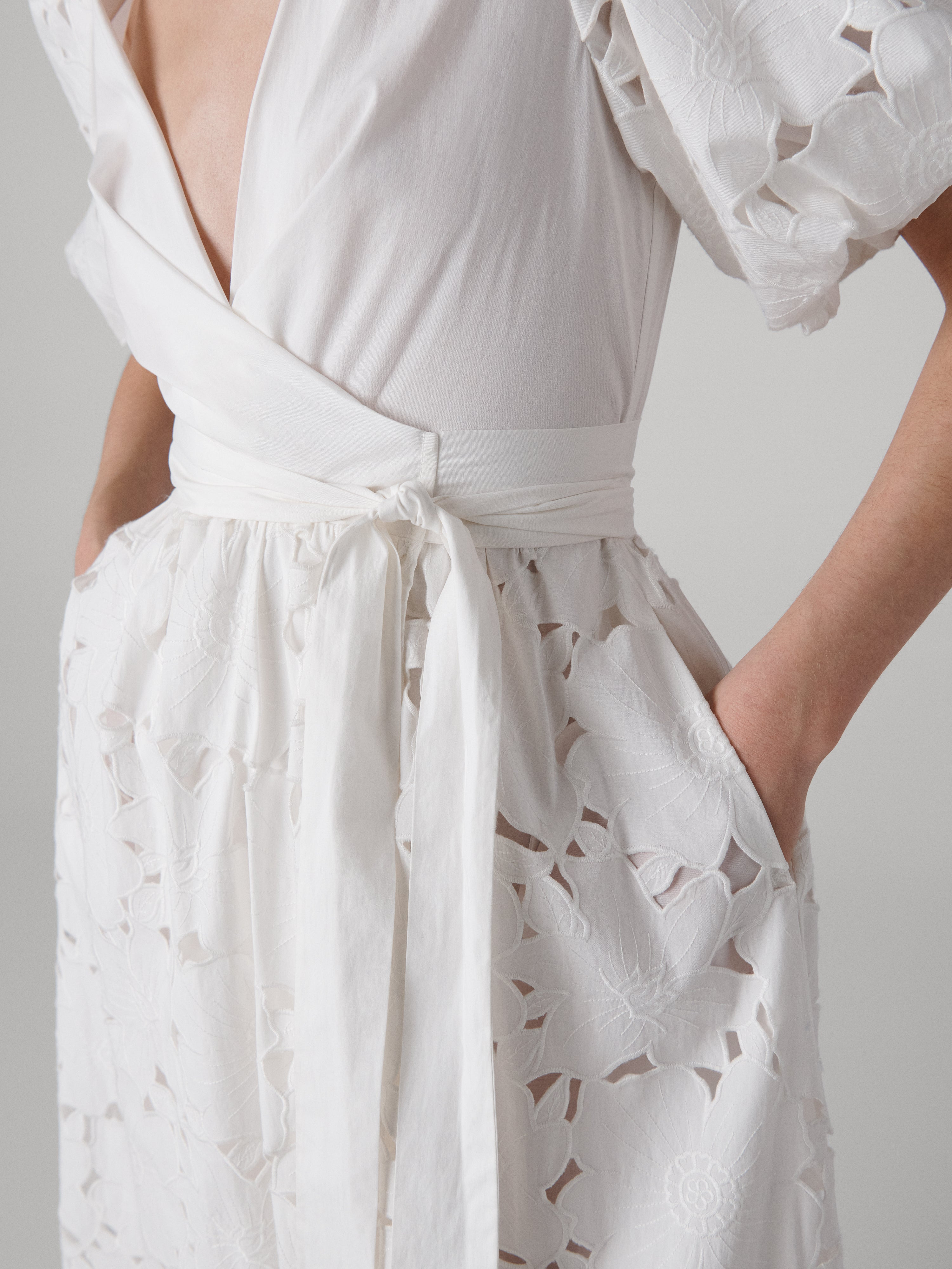 Delilah Eyelet Cotton Wrap Dress - 3