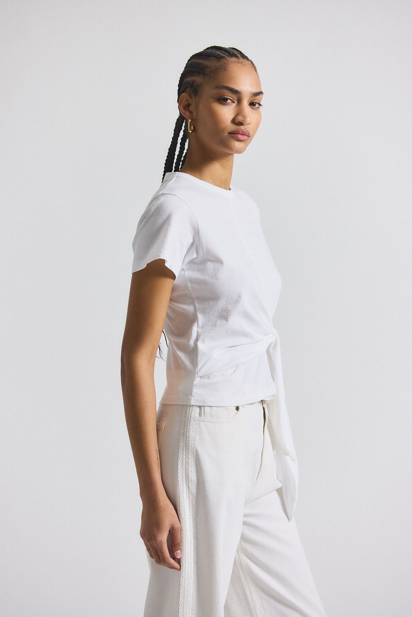 SONO COTTON JERSEY TIE FRONT TEE - 4