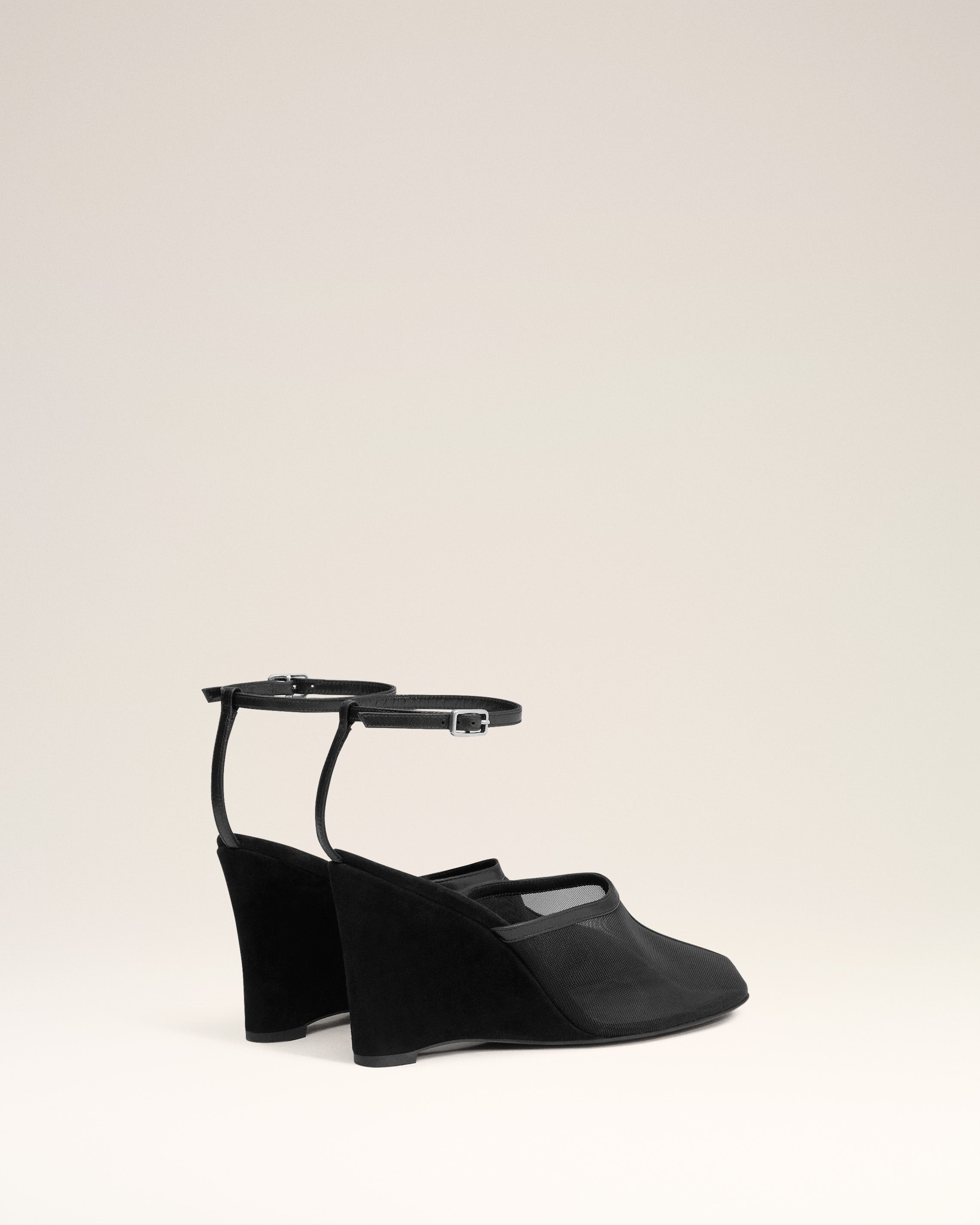 BLACK WEDGE MULES - 4