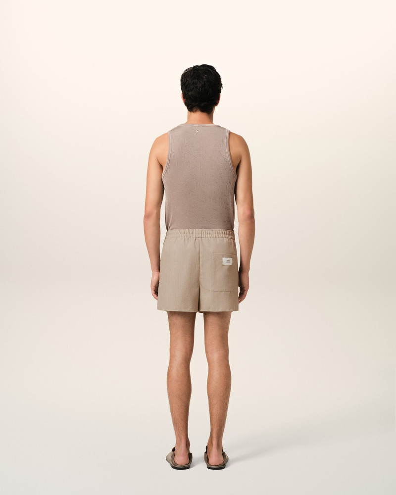 BEIGE WOOL ELASTICATED SHORT 4