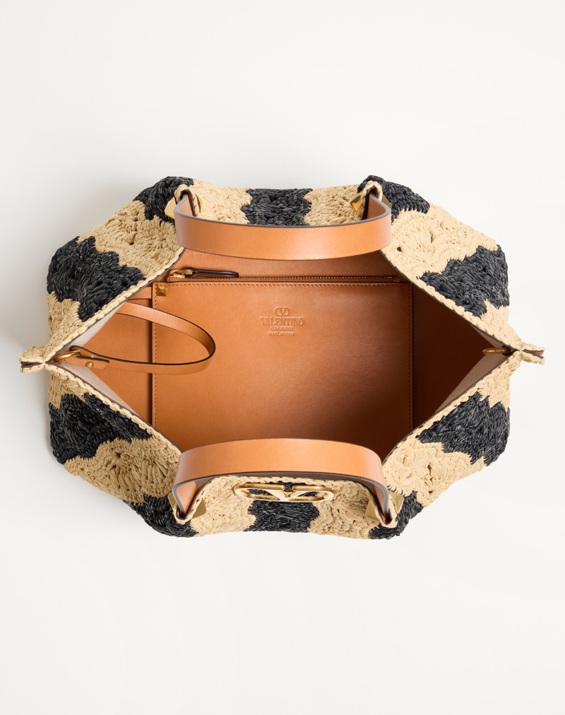 Valentino VALENTINO GARAVANI MEDIUM RAFFIA SHOPPING BAG WITH WAVE MOTIF. outlook