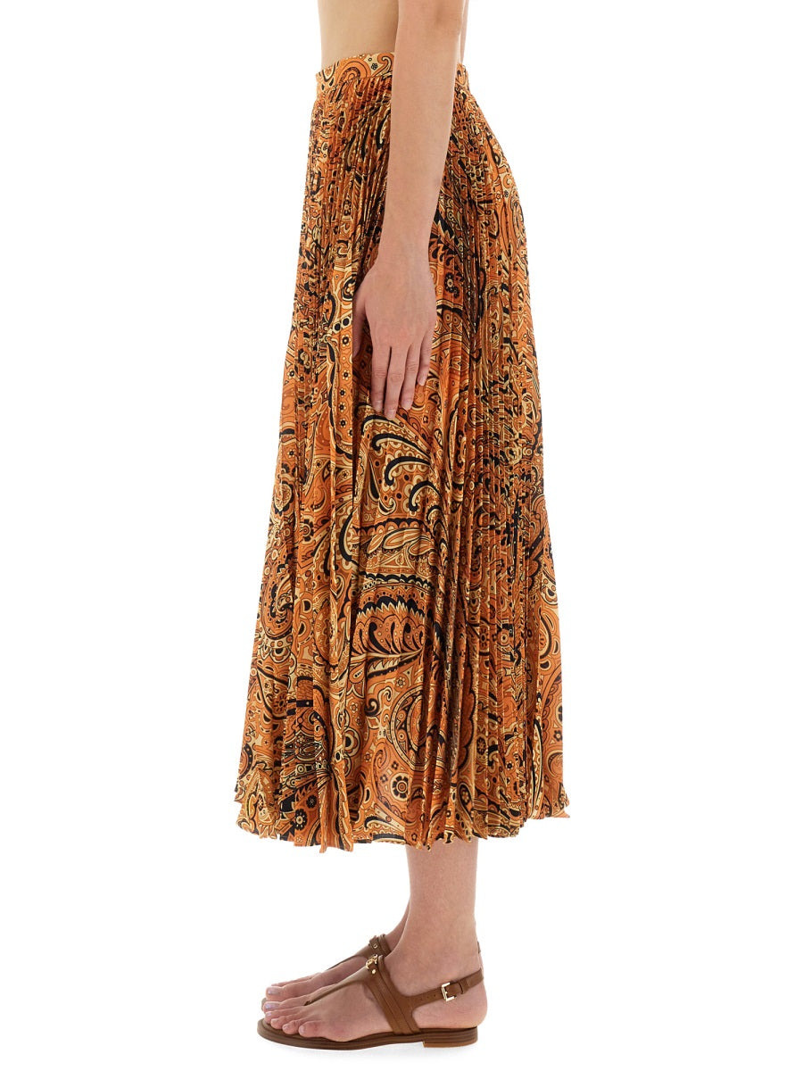 Pleated Sablé Skirt With Print - 4