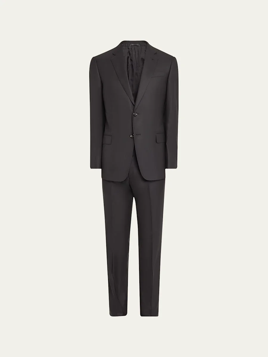 Men's Basic Wool Two-Piece Suit - 1