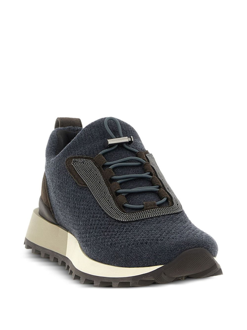 Brunello Cucinelli knitted suede sneakers outlook