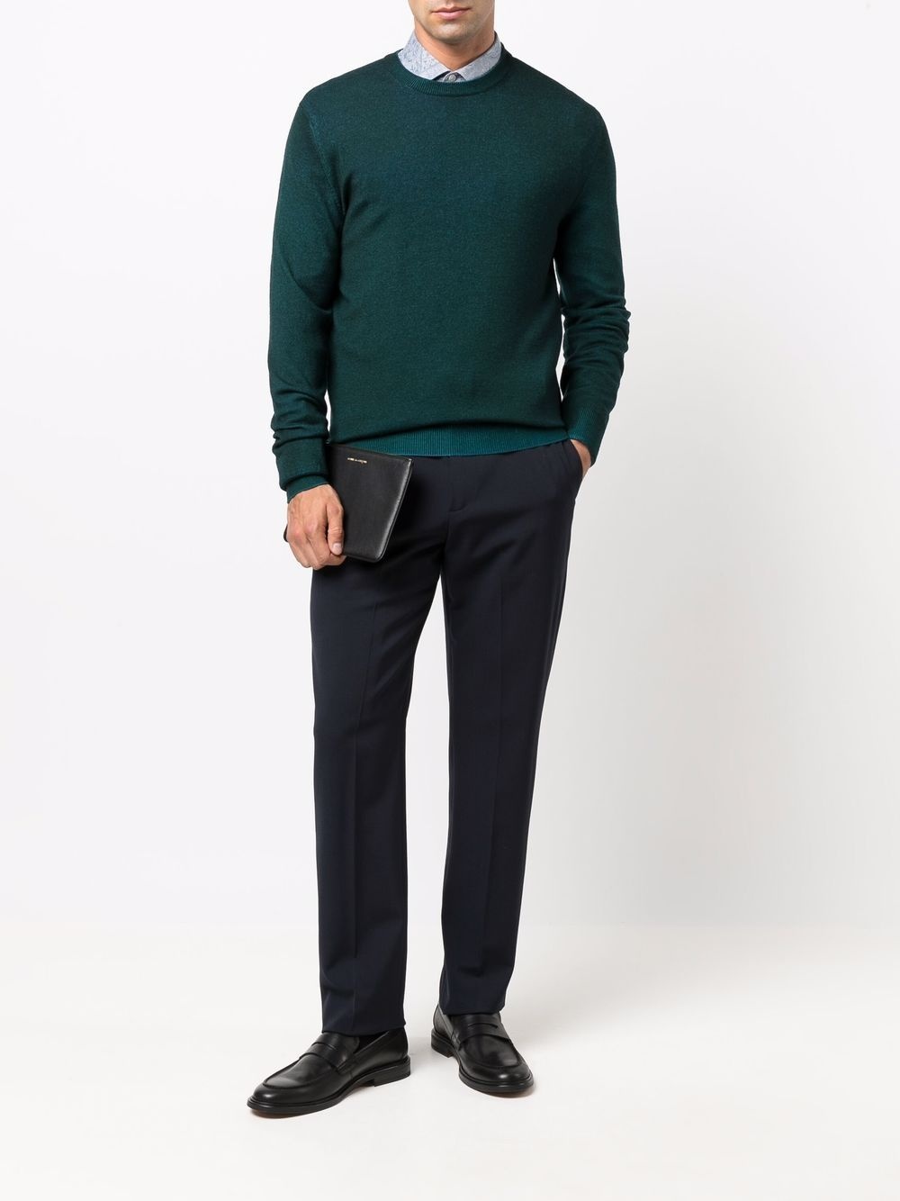 long-sleeved virgin wool jumper - 2