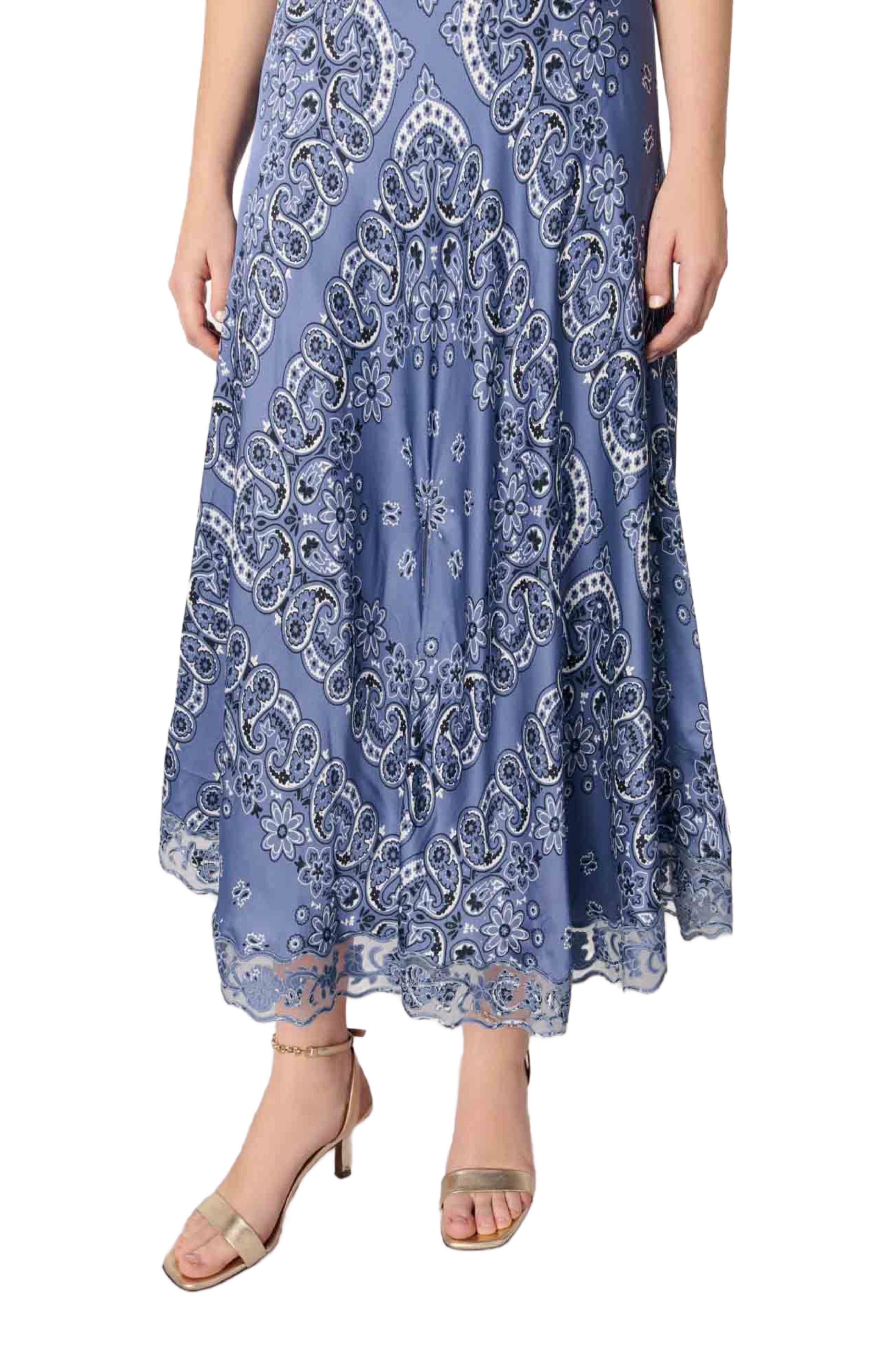 maje Patterned flowing maxi dress in Blue Bandana Print at Nordstrom - 6