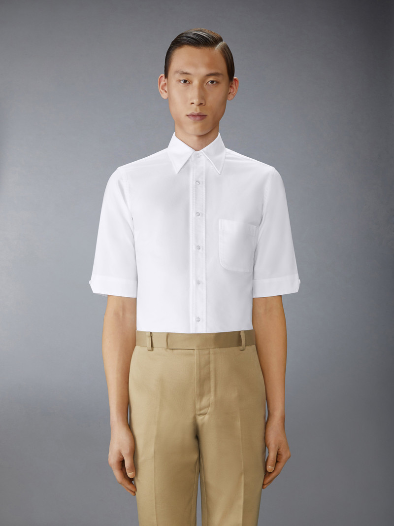 Thom Browne OXFORD RWB GROSGRAIN SHORT SLEEVE SHIRT outlook