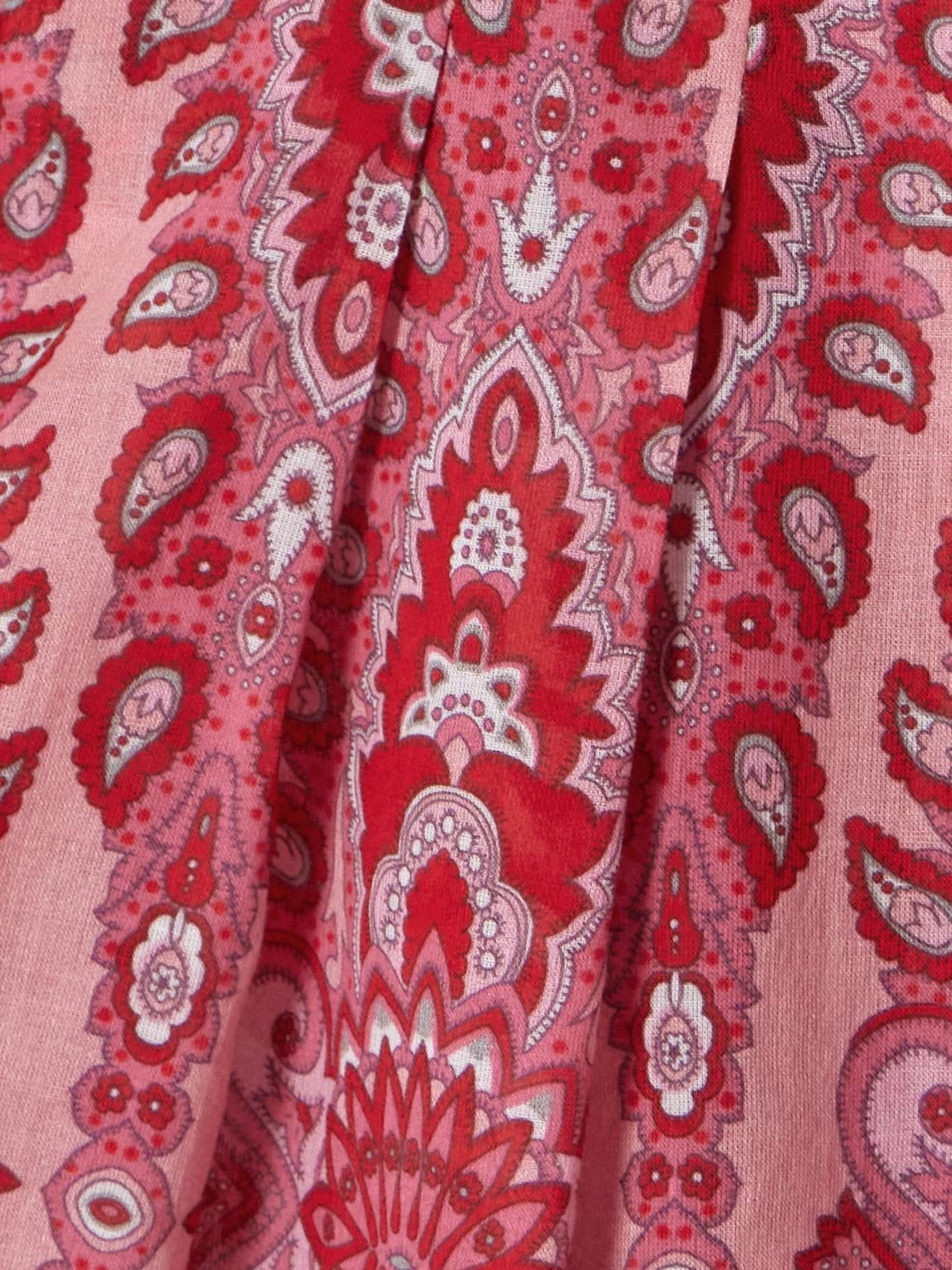 Pussy-bow pleated paisley-print cotton-poplin blouse Pink - 5