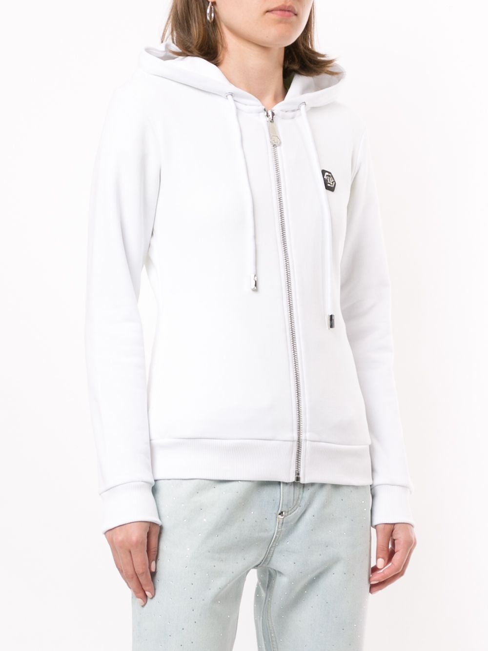 Skull logo print stud detail hoodie - 8