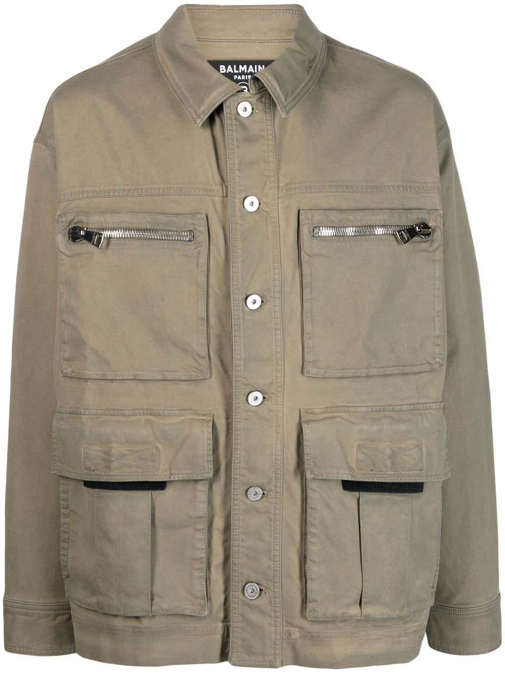 button-up stretch-cotton military jacket - 1