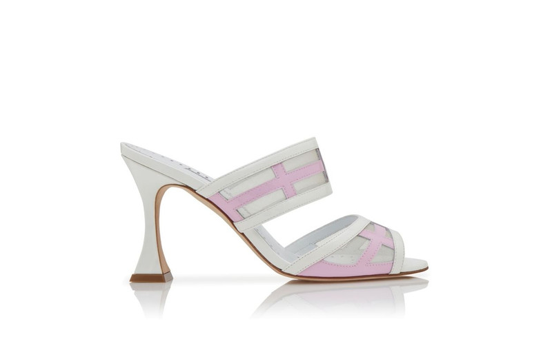 White and Purple Patent Leather Mules 1