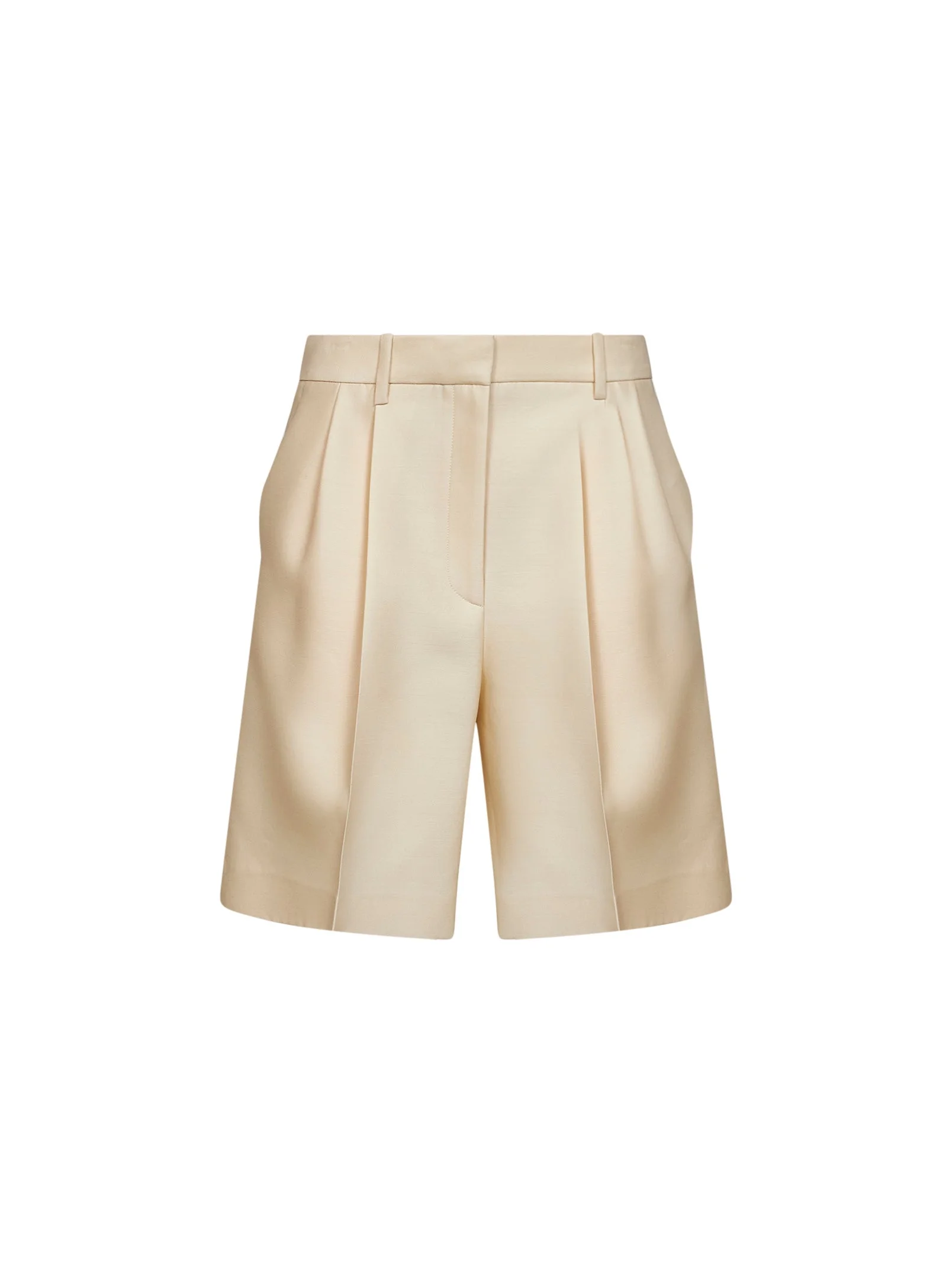Ivory wool and silk cady Auggie shorts - 1