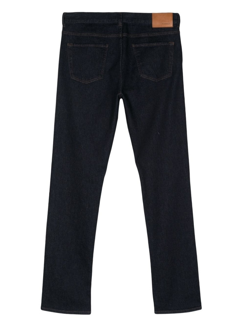 Canali logo-patch straight jeans outlook