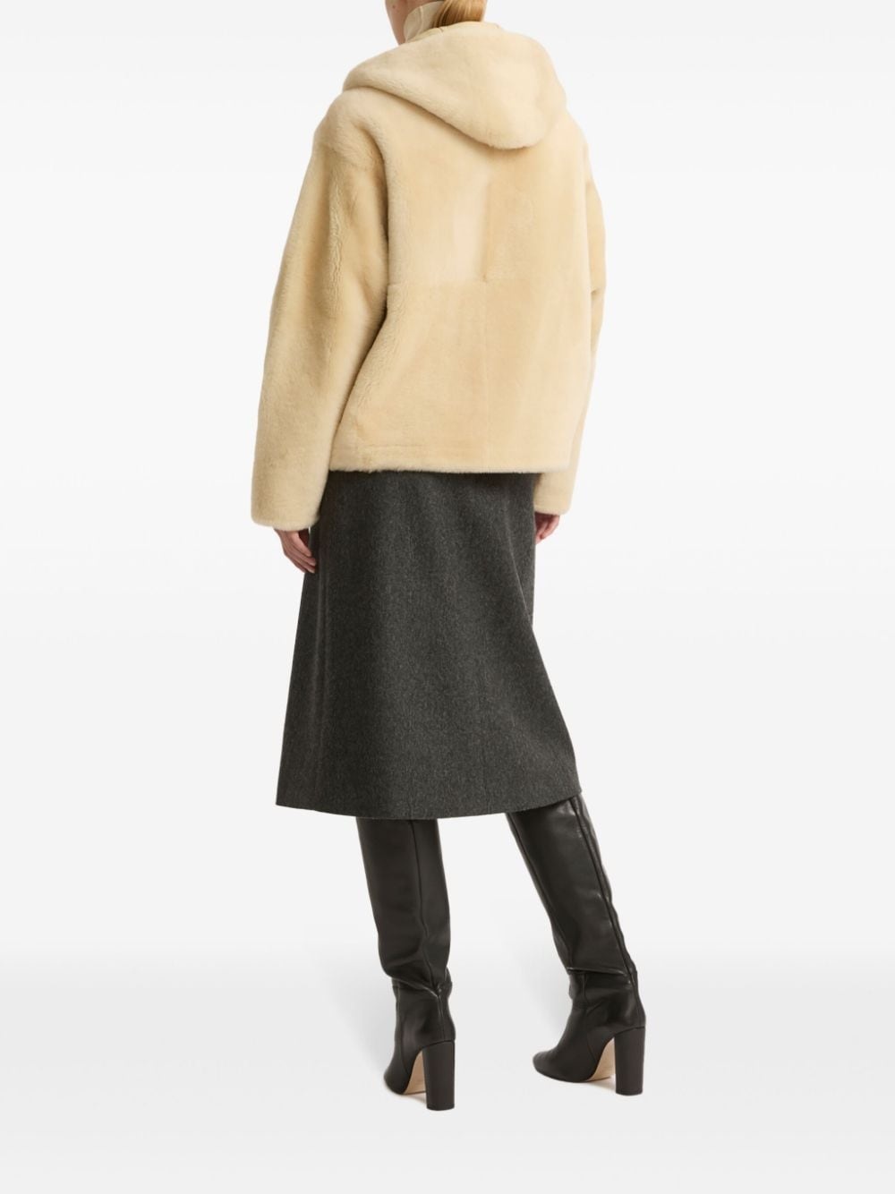 hooded shearling jacket - 3