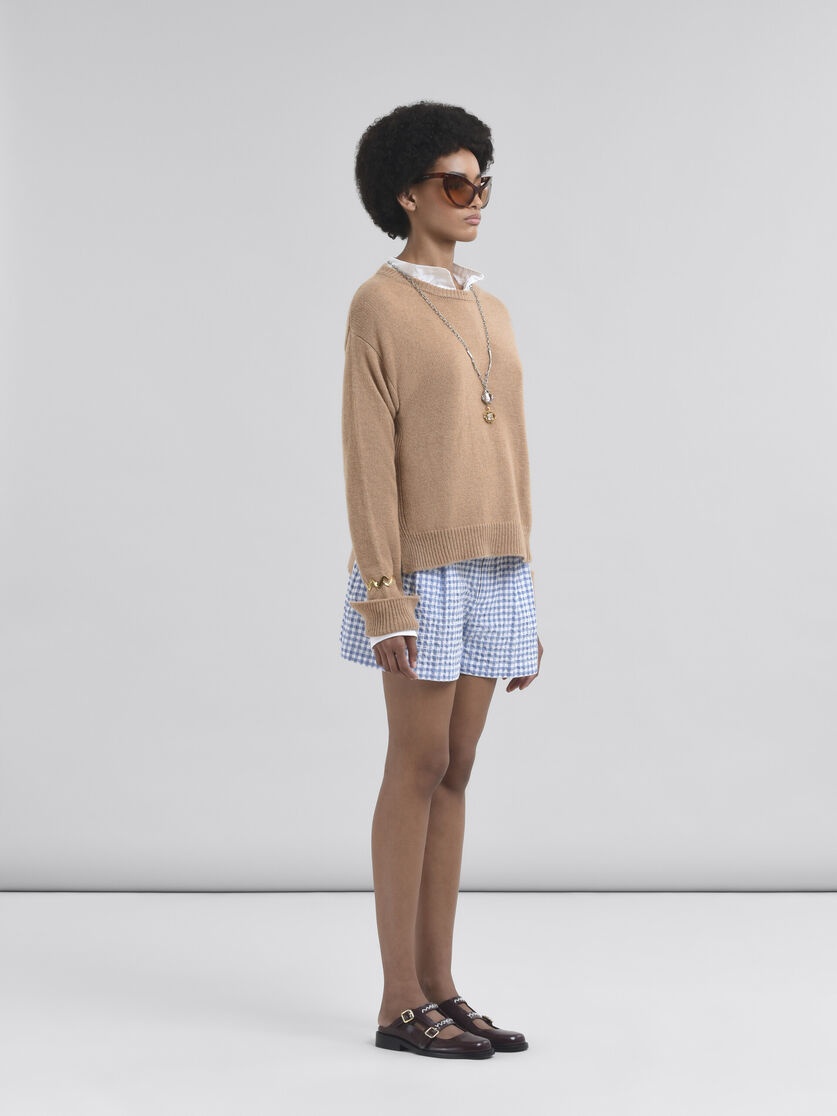 LIGHT BLUE AND WHITE CHECKED SEERSUCKER SHORTS - 5