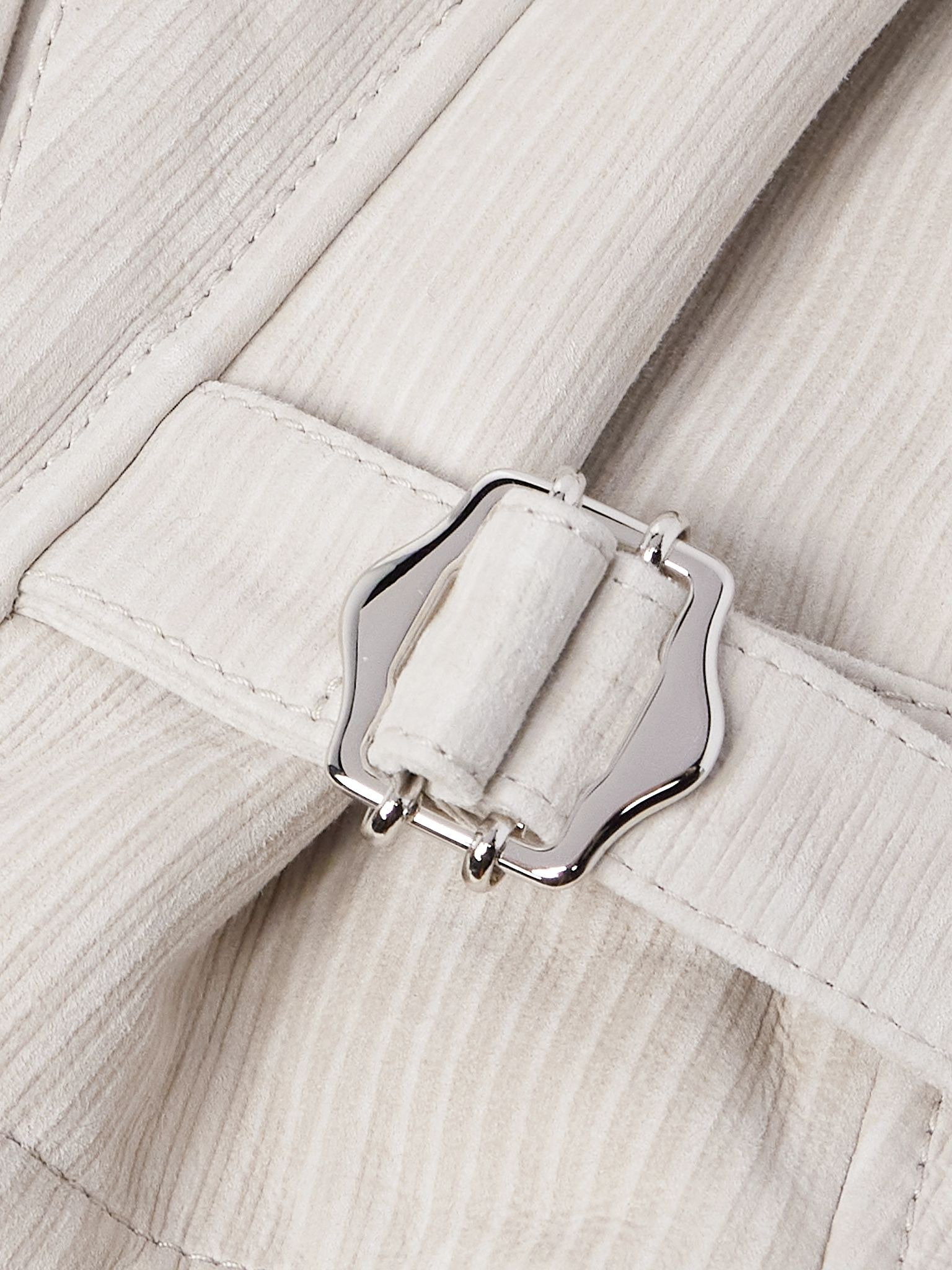 Slim-Fit Ribbed Shearling Jacket Cream - 6