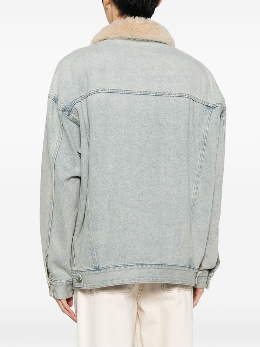 shearling-collar denim jacket - 4