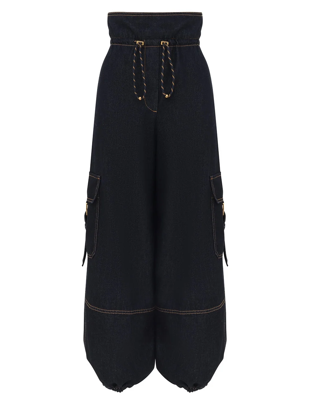DENIM DRAWSTRING CARGO PANT - 1