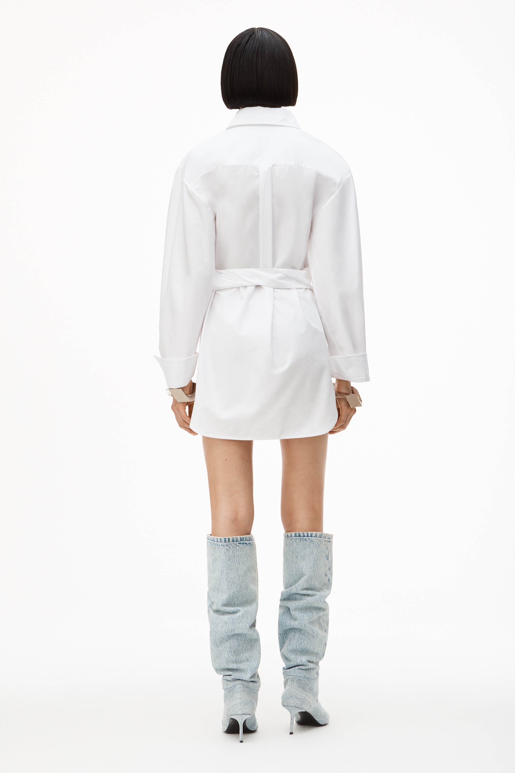 RUCHED HOURGLASS DRESS IN COTTON POPLIN - 5