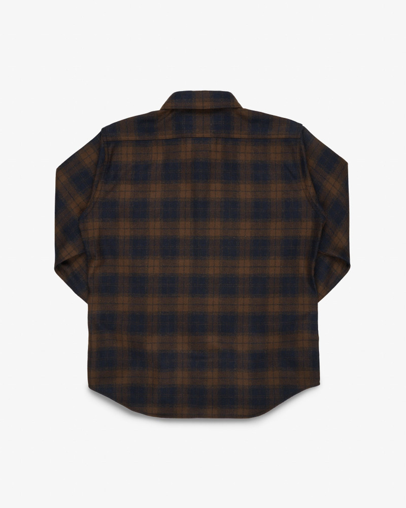 IHDR-434-BOT 14OZ FOX BROTHERS® WOOL CPO SHIRT - BOTTLE BROWN ADMIRAL CHECK 6