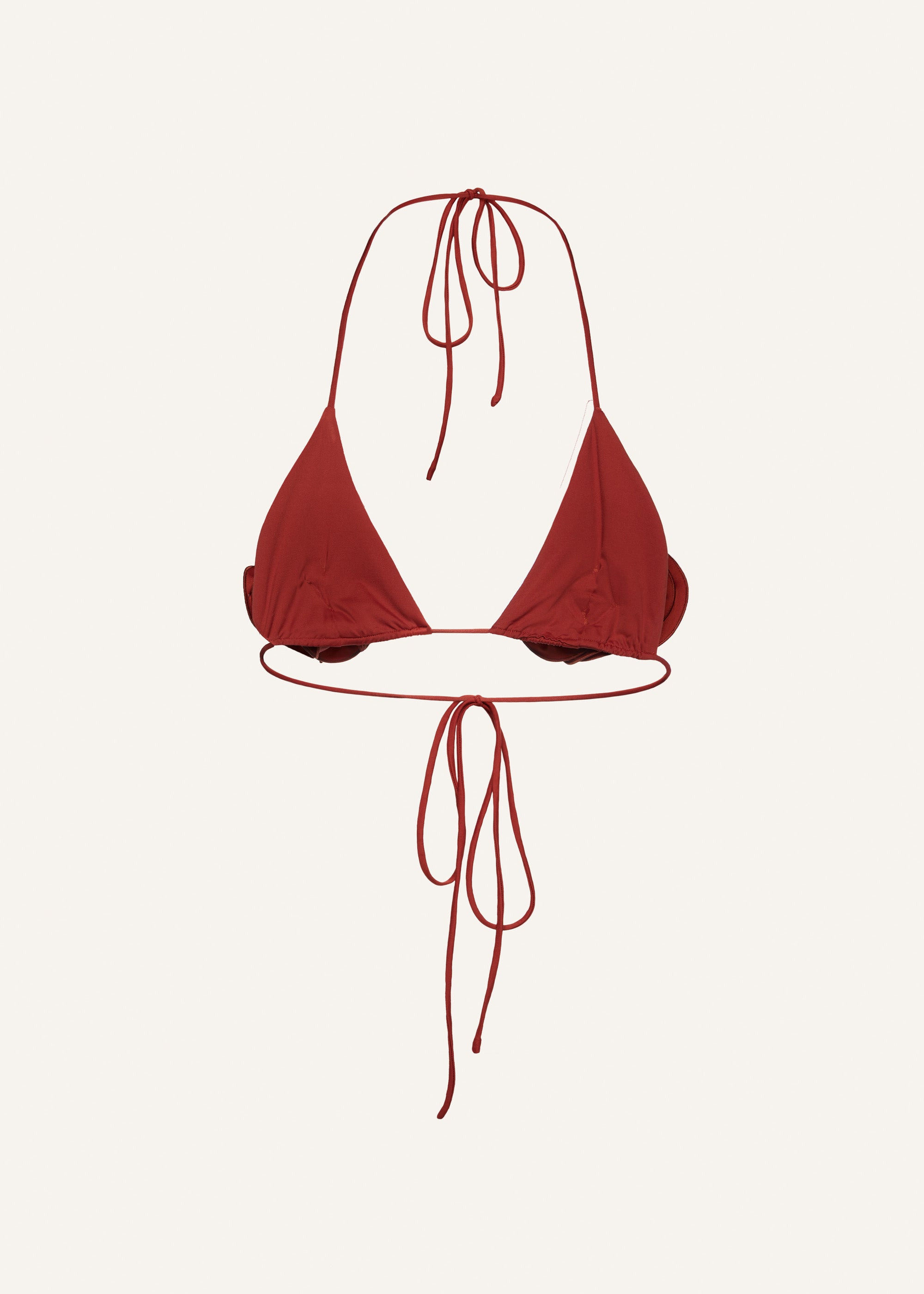 Floral strappy triangle bikini top in rust - 2