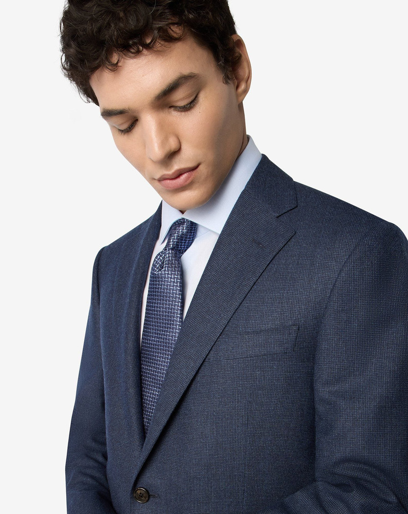 CORNELIANI Blue pure silk tie with geometric pattern outlook