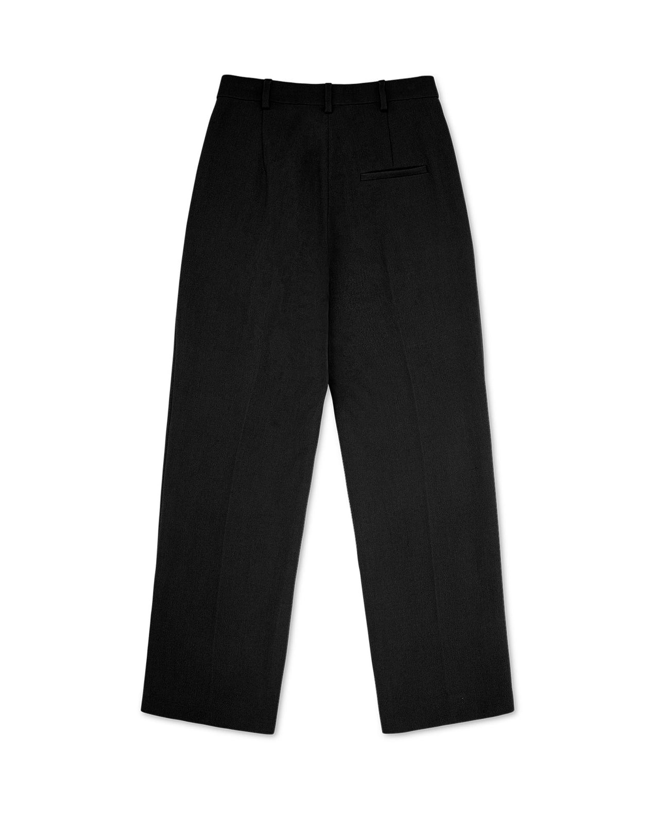 Black Merino Wool Pleated Trouser - 2