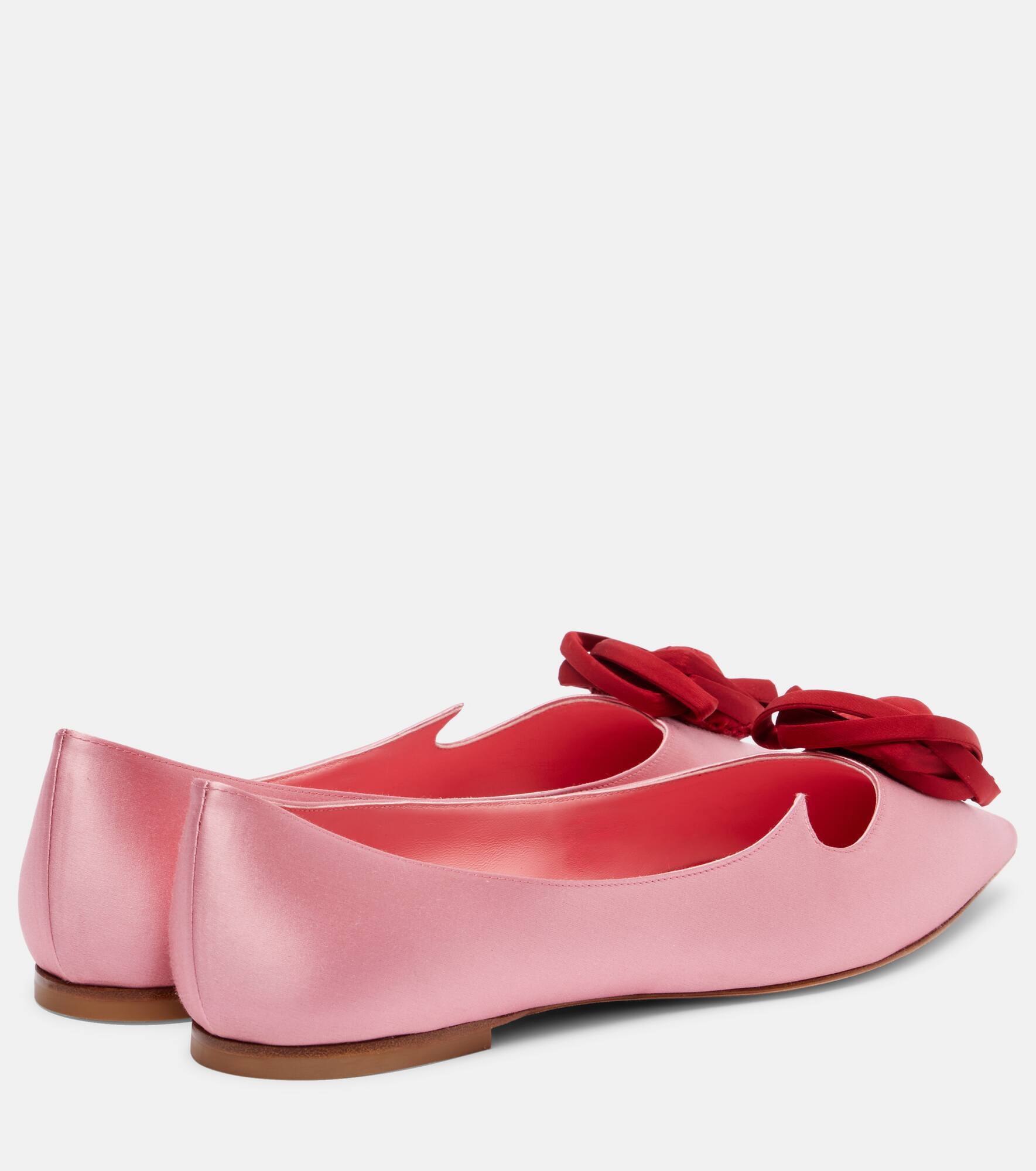I Love Viver floral-appliqué satin ballet flats - 2