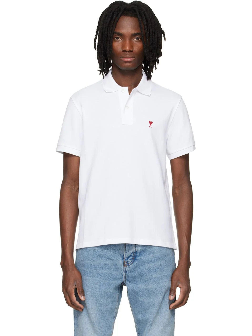 White Cotton Red Ami de Coeur Polo - 1