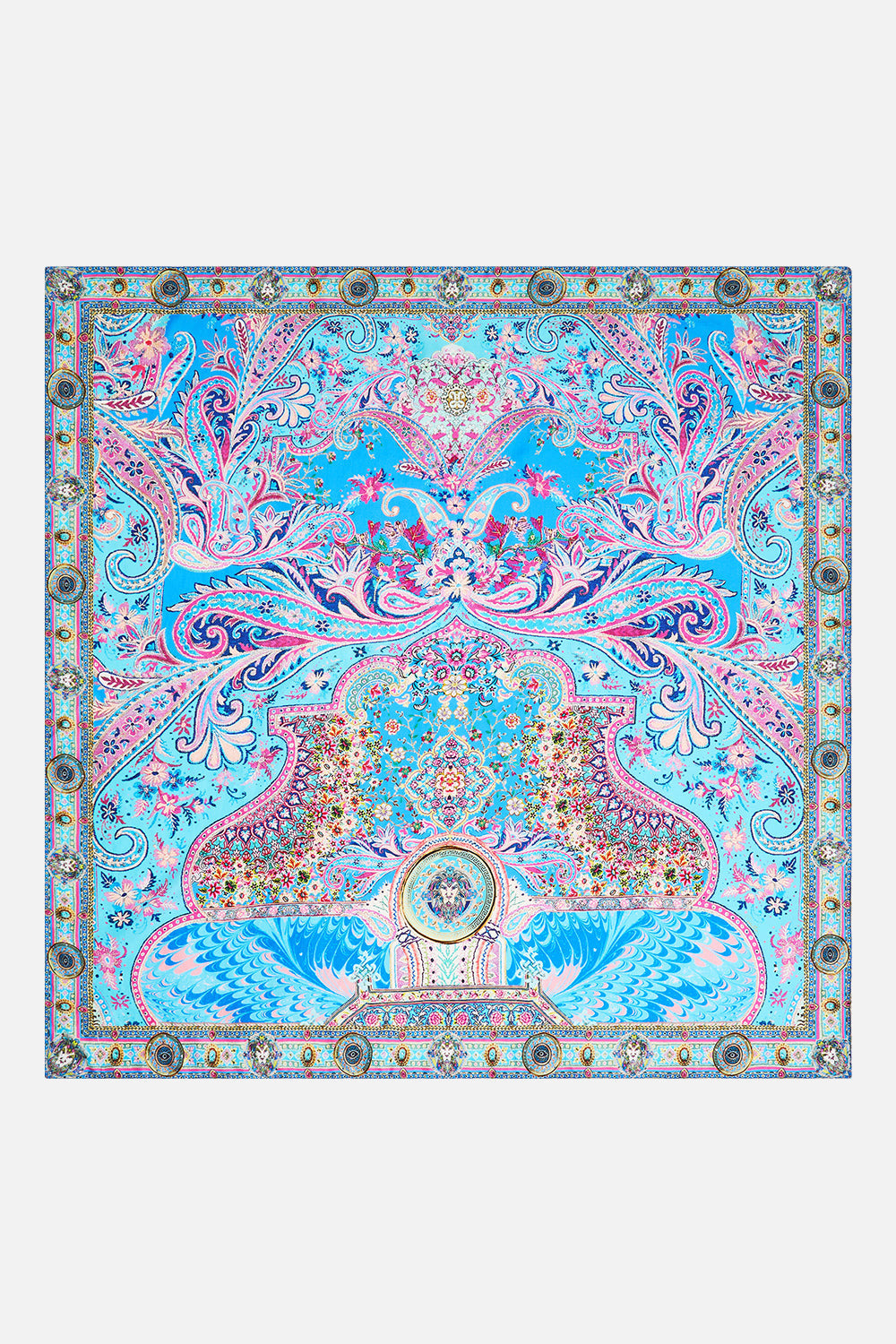 LARGE CRYSTALLED SILK SQUARE SCARF - 2