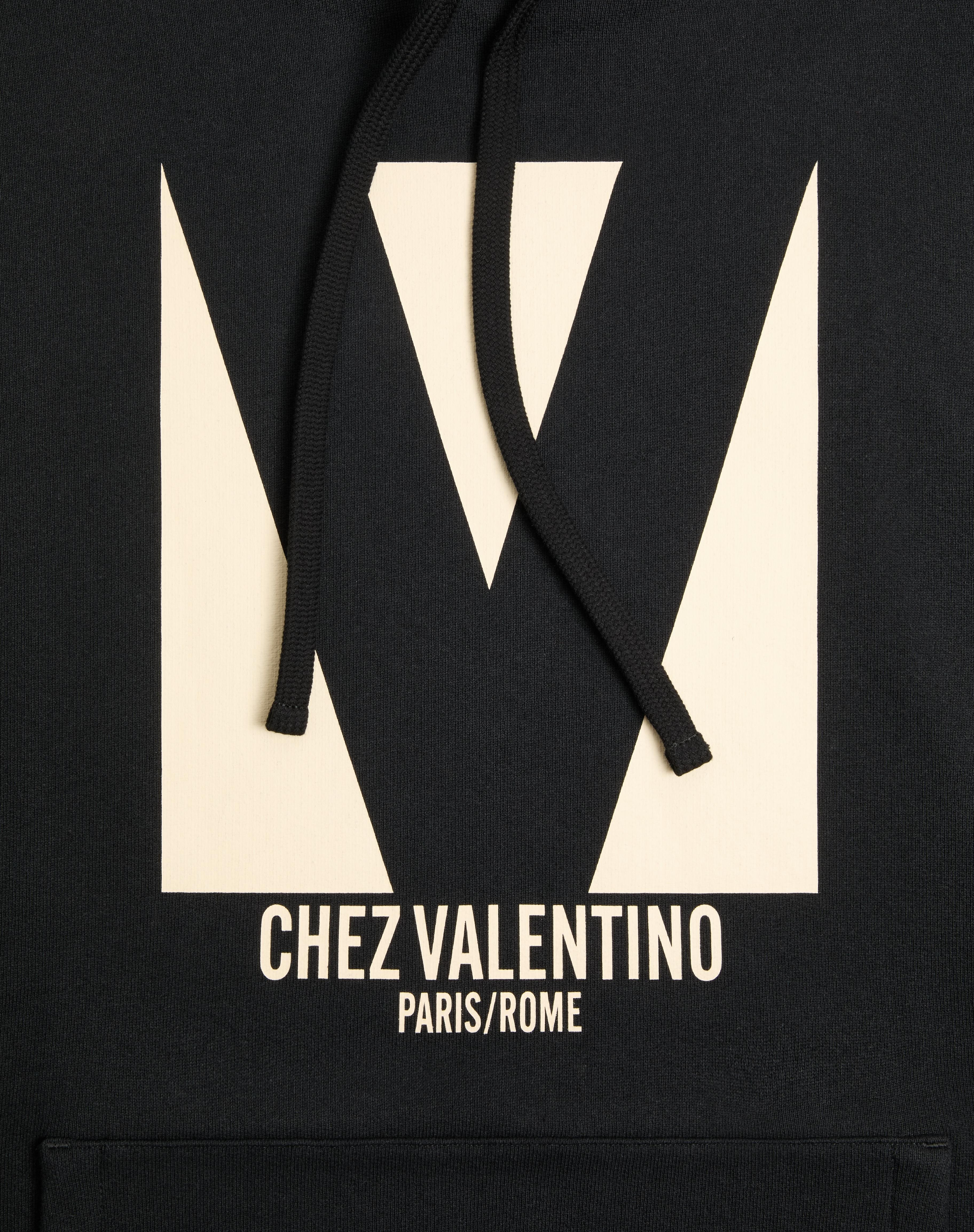 COTTON HOODED SWEATSHIRT WITH CHEZ VALENTINO PRINT - 3