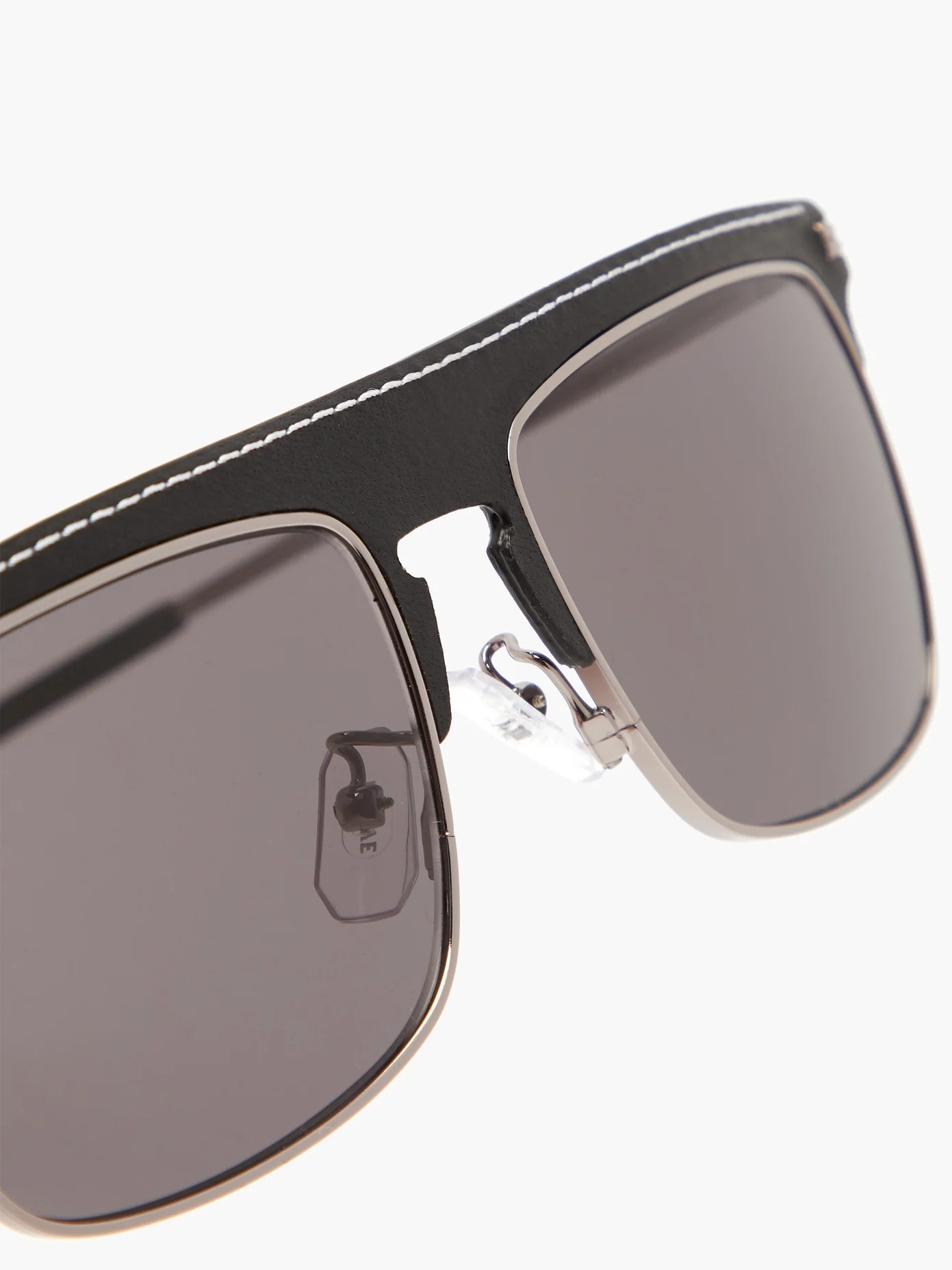 D-frame metal and leather sunglasses - 6