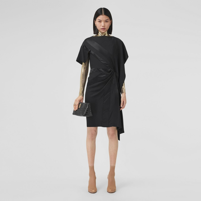 Burberry Flag Intarsia Silk Asymmetric Dress outlook