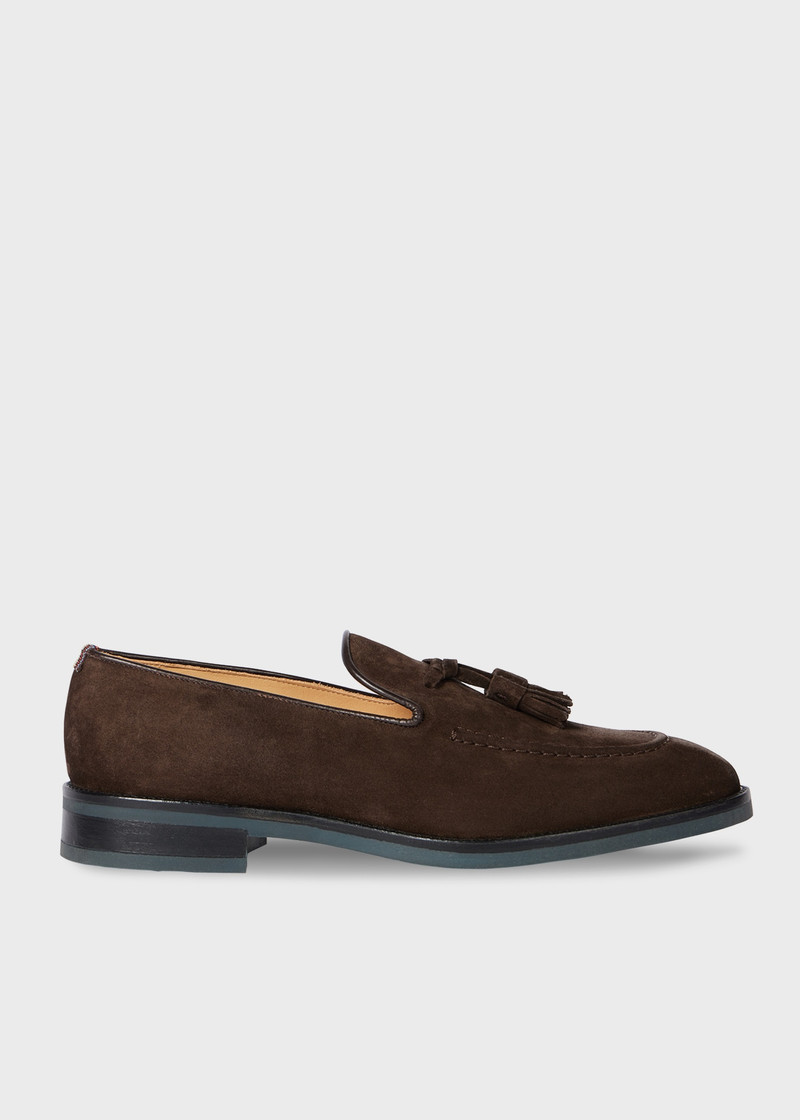 Dark Brown Suede 'Lawrence' Tassel Loafers - 1