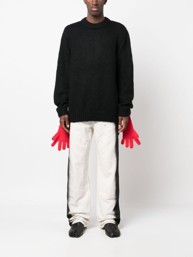 CHARLES JEFFREY LOVERBOY glove-sleeves waffle-knit jumper outlook
