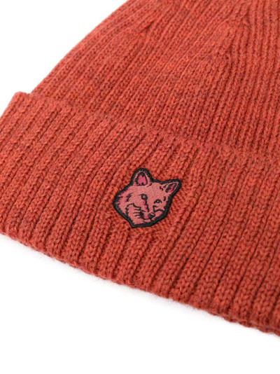 Maison Kitsuné fox-patch ribbed-knit beanie outlook