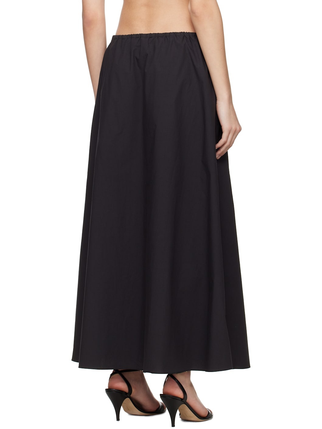 Black Drawcord Maxi Skirt - 3